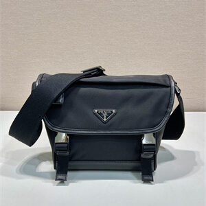 Prada Re-Nylon and leather shoulder bag Black 2VD066