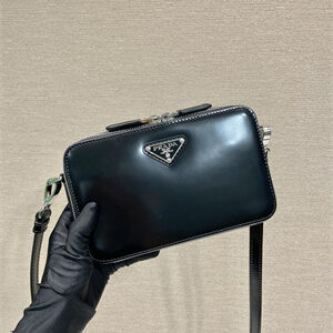 Prada Brique Shinny leather shoulder bag Black 2VH173