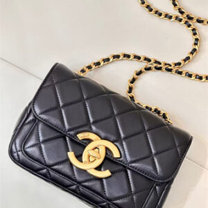 Chanel Mini Flap Bag Shinny Lambskin &Gold Tone Metal Black AS5026