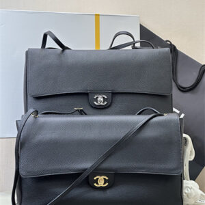 Chanel Maxi Flap Bag Large Grained Calfskin & Gold/Silver Tone Metal Black AS6233 TOP