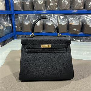 Kelly Retourne Bag Togo Leather 25/28CM Gold/Silver Hardware In Black Color HS