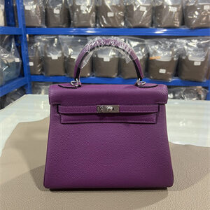 Kelly Retourne Bag Togo Leather 25/28CM Gold/Silver Hardware In Anemone Color HS