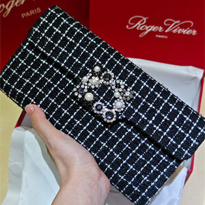 Roger Vivier Efflorescence Clutch In Tweed Black