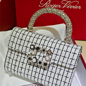 Roger Vivier Jewel Efflorescence Mini Bag In Tweed White/Black
