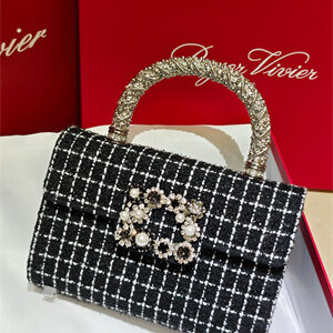 Roger Vivier Jewel Efflorescence Mini Bag In Tweed Black