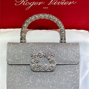 Roger Vivier Jewel Efflorescence Mini Bag in glitter Silver
