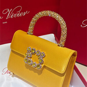 Roger Vivier Jewel Efflorescence Mini Bag In Satin Yellow