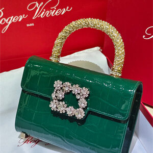 Roger Vivier Jewel Efflorescence Mini Bag In Leather Green