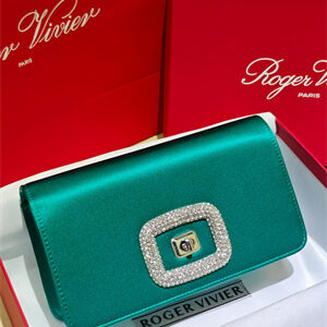 Roger Vivier Viv' Choc Mini Bag In Satin Green