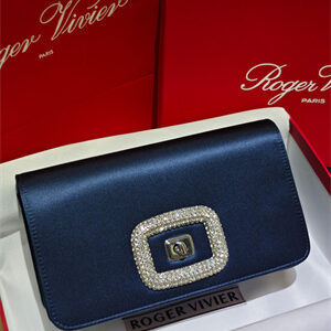 Roger Vivier Viv' Choc Mini Bag In Satin Navy