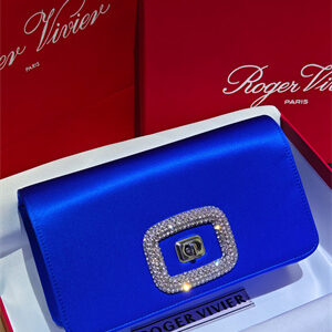Roger Vivier Viv' Choc Mini Bag In Satin Blue