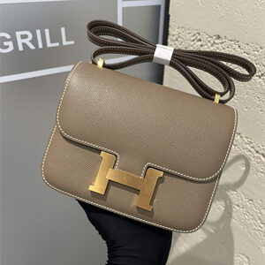 Constance Bag Epsom Leather 18CM Gold/Silver Tone Metal In Etoupe Color HS  (With mirror)