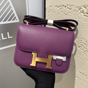 Constance Bag Epsom Leather 18CM Gold/Silver Tone Metal In Anemone Color HS  (With mirror)