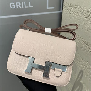 Constance Bag Epsom Leather 18CM Gold/Silver Tone Metal In Mauve Pale Color HS  (With mirror)