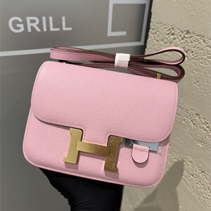 Constance Bag Epsom Leather 18CM Gold/Silver Tone Metal In mauve sylvestre Color HS  (With mirror)