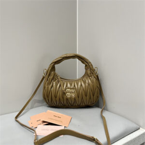 MiuMiu Wander matelassé nappa leather Small hobo bag Caramel Color