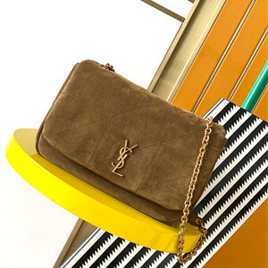 Y.S.L JAMIE 4.3 SMALL BAG IN SUEDE Dk Brown Color Gold Tone Metal