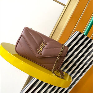 Y.S.L LOULOU Mini in MATELASSÉ lambskin Gold Tone Metal