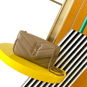 Y.S.L LOULOU Mini in MATELASSÉ lambskin Gold Tone Metal