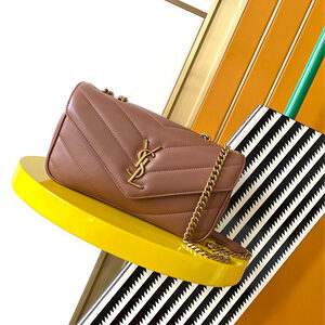 Y.S.L LOULOU Small in MATELASSÉ lambskin Gold Tone Metal