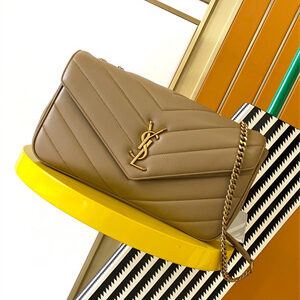 Y.S.L LOULOU Medium in MATELASSÉ lambskin Gold Tone Metal