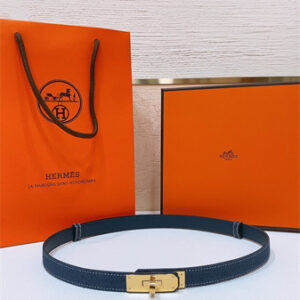 Hermes Kelly Jean Belt 18MM Epsom Leather Gold Tone Hardware Blue