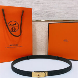 Hermes Kelly Jean Belt 18MM Epsom Leather Gold Tone Hardware Black