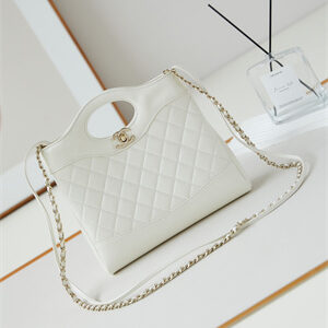 Chanel 31 Mini Shopping Bag Lambskin & Gold-Tone Metal White AS4133