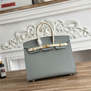 Bir.kin Sellier Bag Epsom Leather 25CM Gold/Silver Hardware In Blue Glacier/Craie HS