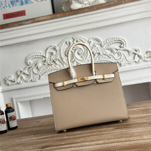 Bir.kin Sellier Bag Epsom Leather 25CM Gold/Silver Hardware In Trench/Craie HS