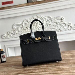 Bir.kin Sellier Bag Epsom Leather 25CM Gold/Silver Hardware In Black HS