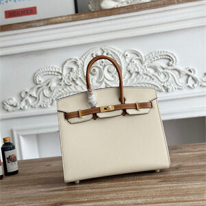 Bir.kin Sellier Bag Epsom Leather 25CM Gold/Silver Hardware In Craie/Gold HS