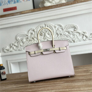 Bir.kin Sellier Bag Epsom Leather 25CM Gold/Silver Hardware In Mauve Pale/Craie HS