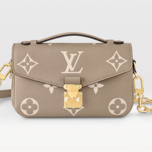 L.V Pochette Metis East West Monogram Empreinte embossed cowhide leather Tourterelle Gray / Cream Beige M23081 TOP