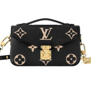 L.V Pochette Metis East West Monogram Empreinte embossed cowhide leather Black/Beige M46596 TOP