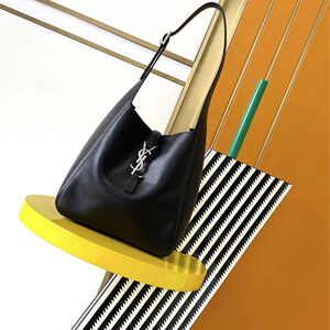 Y.S.L LE 5 A 7 Supple SMALL HOBO BAG In Black Leather