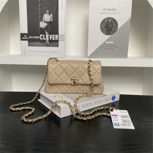 Chanel FLAP PHONE HOLDER WITH CHAIN Lambskin Gold-Tone Metal Beige AP4592