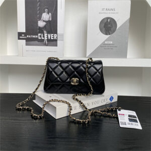 Chanel FLAP PHONE HOLDER WITH CHAIN Lambskin Gold-Tone Metal Black AP4592