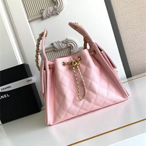 Chanel 25 Small Handbag Grained Calfskin Gold Tone Metal Pink AS5293