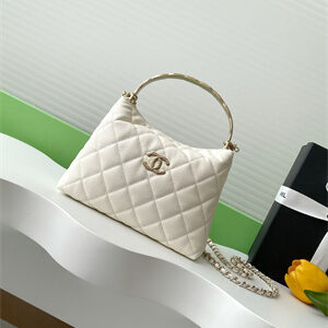 Chanel Coco Crush Top Handle Bag Grained Calfskin Gold Tone Metal White AP4591
