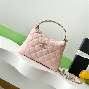 Chanel Coco Crush Top Handle Bag Grained Calfskin Gold Tone Metal Pink AP4591