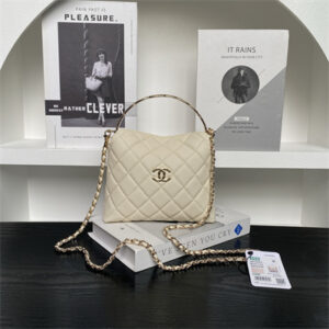 Chanel Coco Crush Top Handle Bag Grained Calfskin Gold Tone Metal Beige AP4591