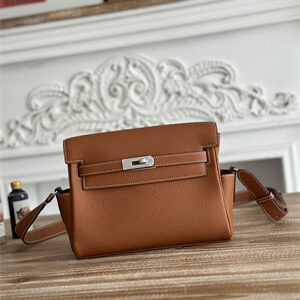 Kelly Messenger Bag Togo Leather Silver Tone Hardware In Gold Color HS