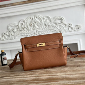 Kelly Messenger Bag Togo Leather Gold Tone Hardware In Gold Color HS