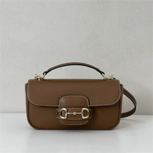 Gu.cci Horsebit 1955 Soft small top handle bag Brown Leather 815206