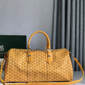 Goyard Boston 45 Bag In Goyardine Canvas & Cervon Calfskin