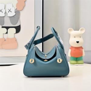 Lindy Bag Calfskin Leather 26/30CM Gold/Silver Tone Metal In Jean Blue Color