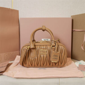 MiuMiu Arcadie matelassé nappa leather Top handle bag Caramel Color