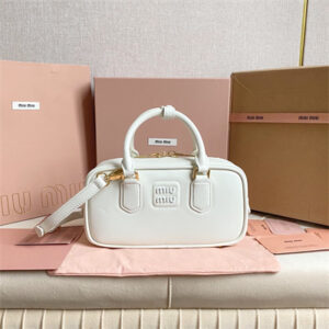 MiuMiu Arcadie Leather Top handle bag White Color