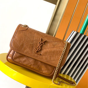 Y.S.L NIKI BABY In Vintage Leather Brown Color